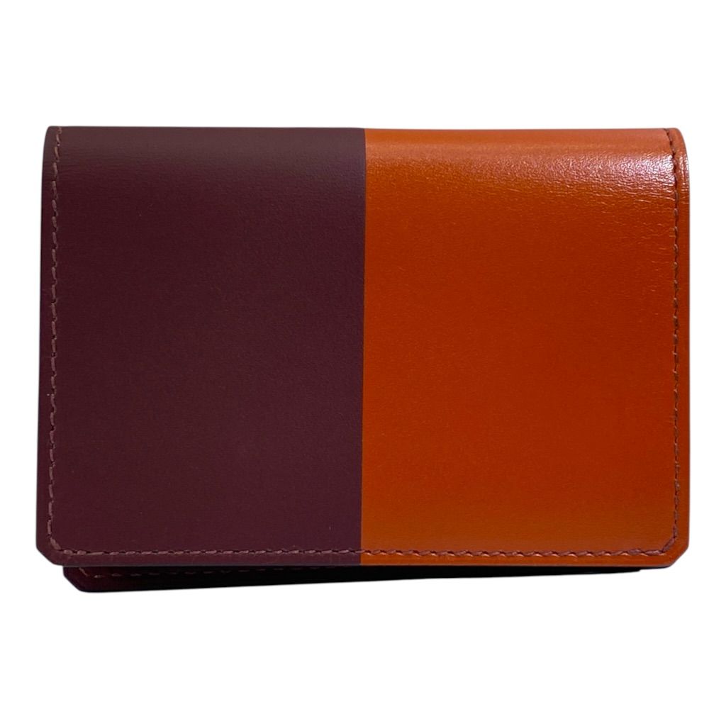 Hermes Bifold Wallet Manhattan Coin Card Holder Compact Leather Orange Bordeaux — view 2