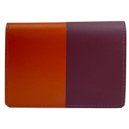 Hermes Bifold Wallet Manhattan Coin Card Holder Compact Leather Orange Bordeaux