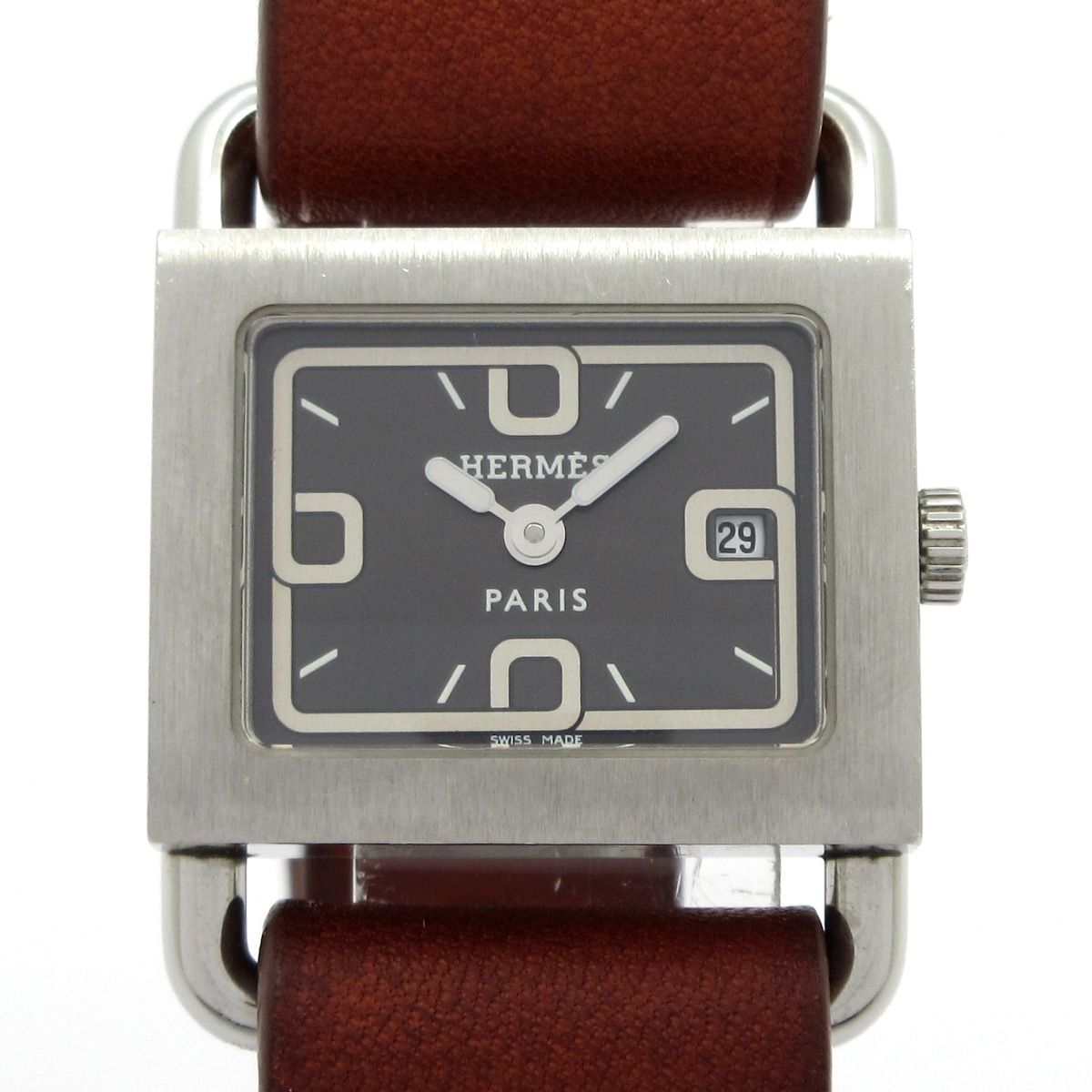 Hermes Watch Barenia Leather Strap Black
