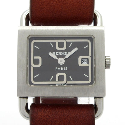 Hermes Watch Barenia Leather Strap Black