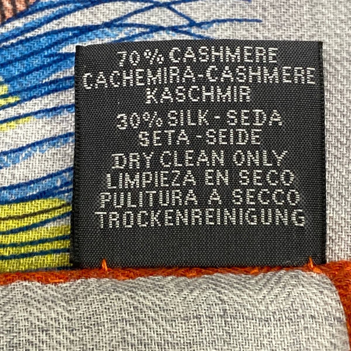 Hermes Shawl Carre Geant/carre 140 Light Gray Red Multi Plumes en Fete Cashmere — view 3
