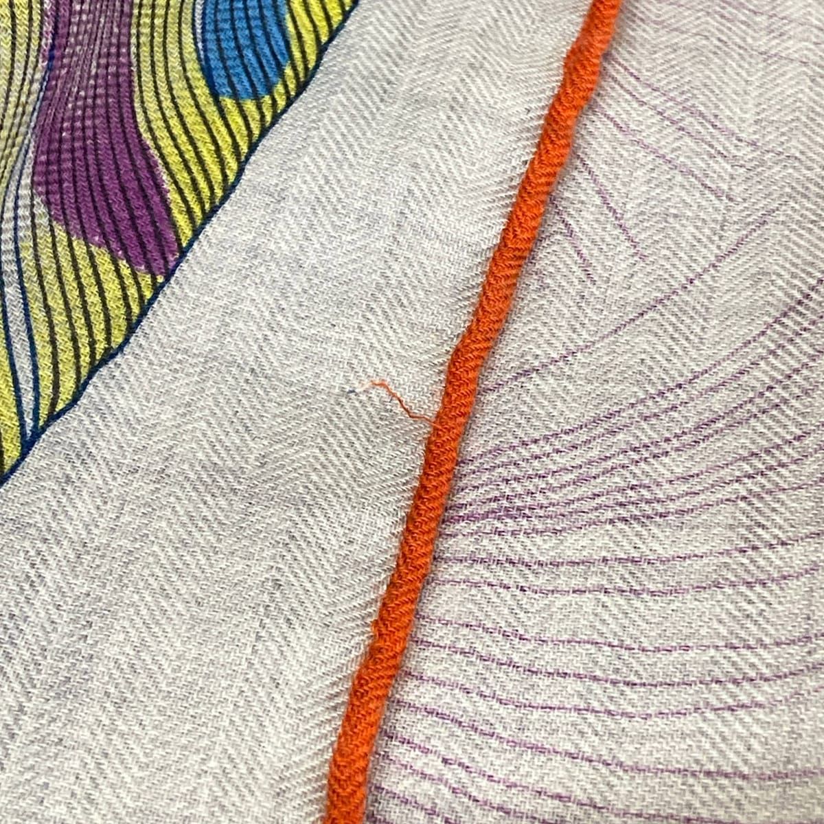 Hermes Shawl Carre Geant/carre 140 Light Gray Red Multi Plumes en Fete Cashmere — view 5