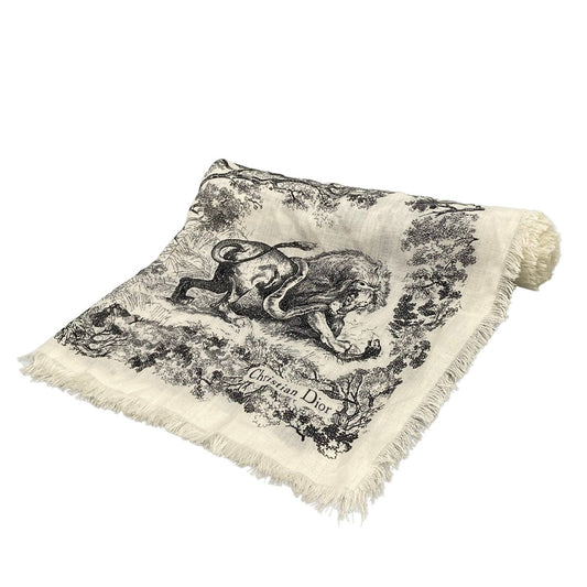 Dior Shawl Toile de Jouy Sauvage Ivory Black Scarf