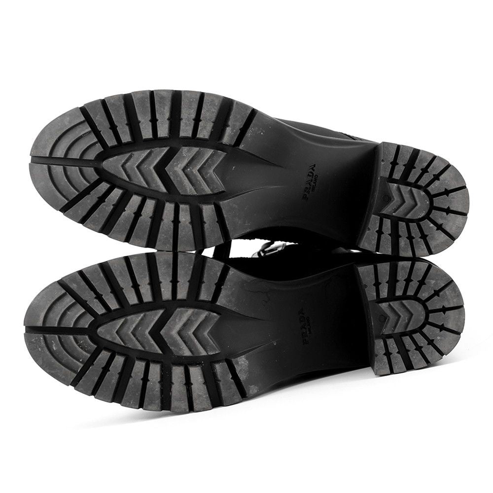 Prada Boots Triangle Logo Lace-up Short Nylon Shoes Black — view 4