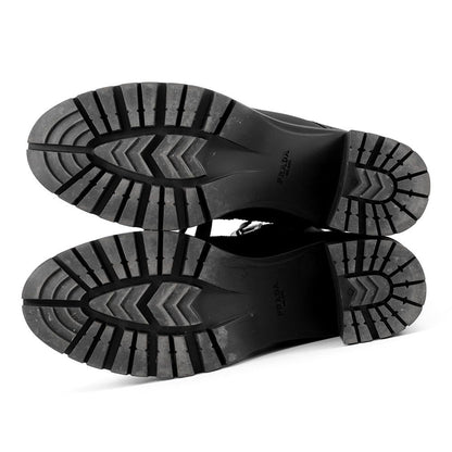 Prada Boots Triangle Logo Lace-up Short Nylon Shoes Black — view 4