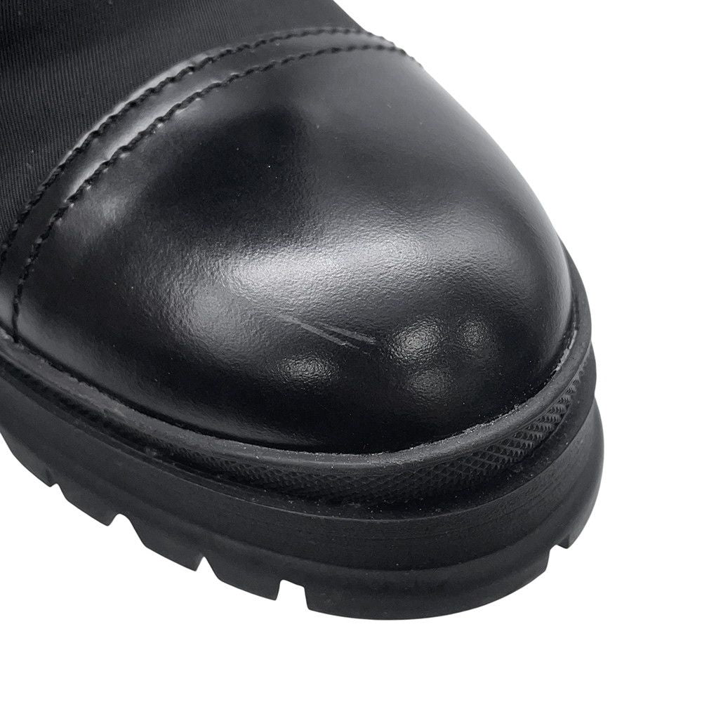 Prada Boots Triangle Logo Lace-up Short Nylon Shoes Black — view 5