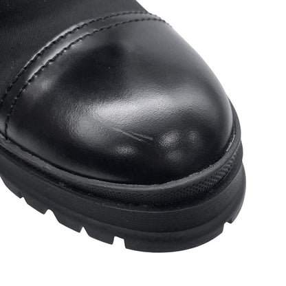 Prada Boots Triangle Logo Lace-up Short Nylon Shoes Black — view 5
