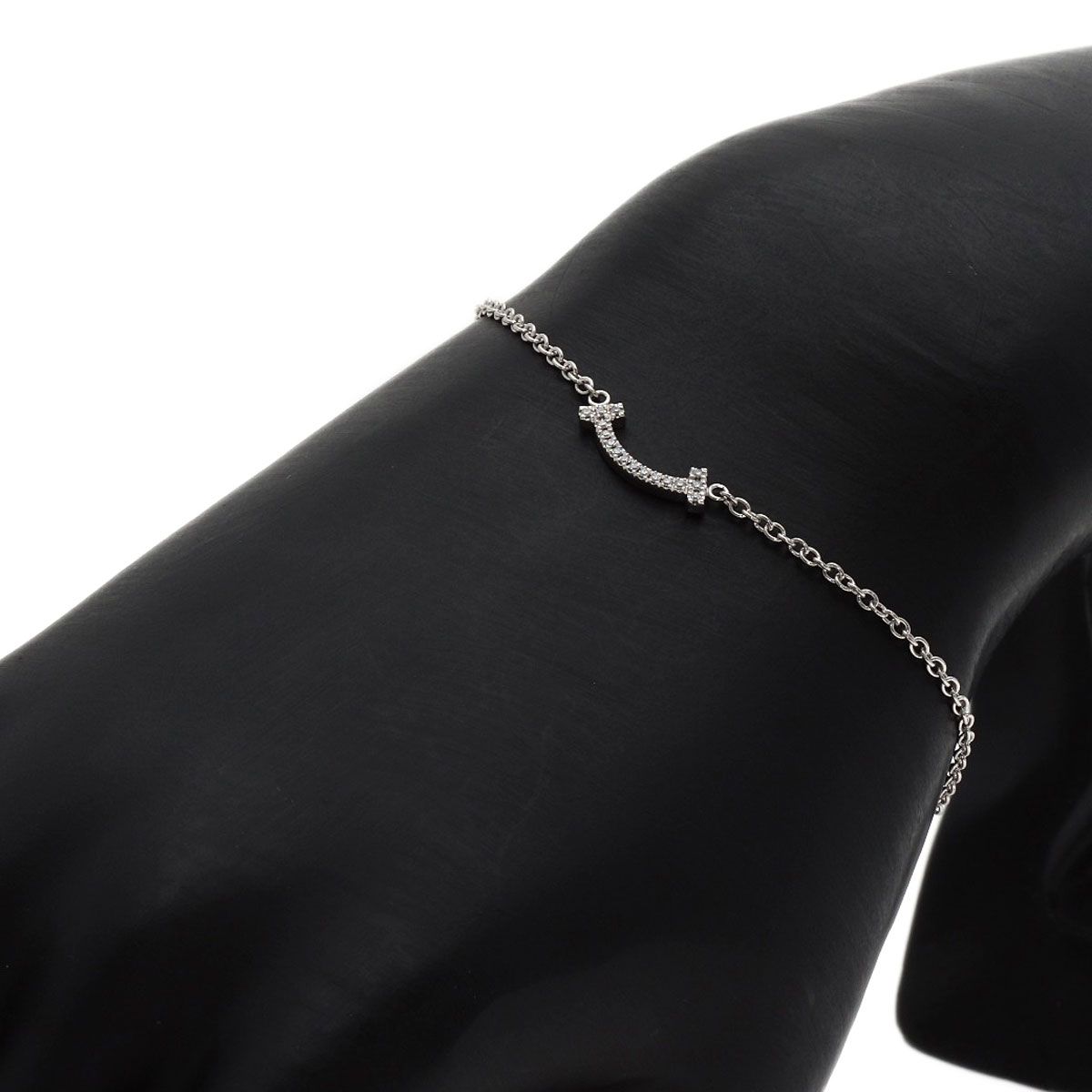 Tiffany & Co T Smile Mini Diamond Bracelet 18K White Gold — view 5