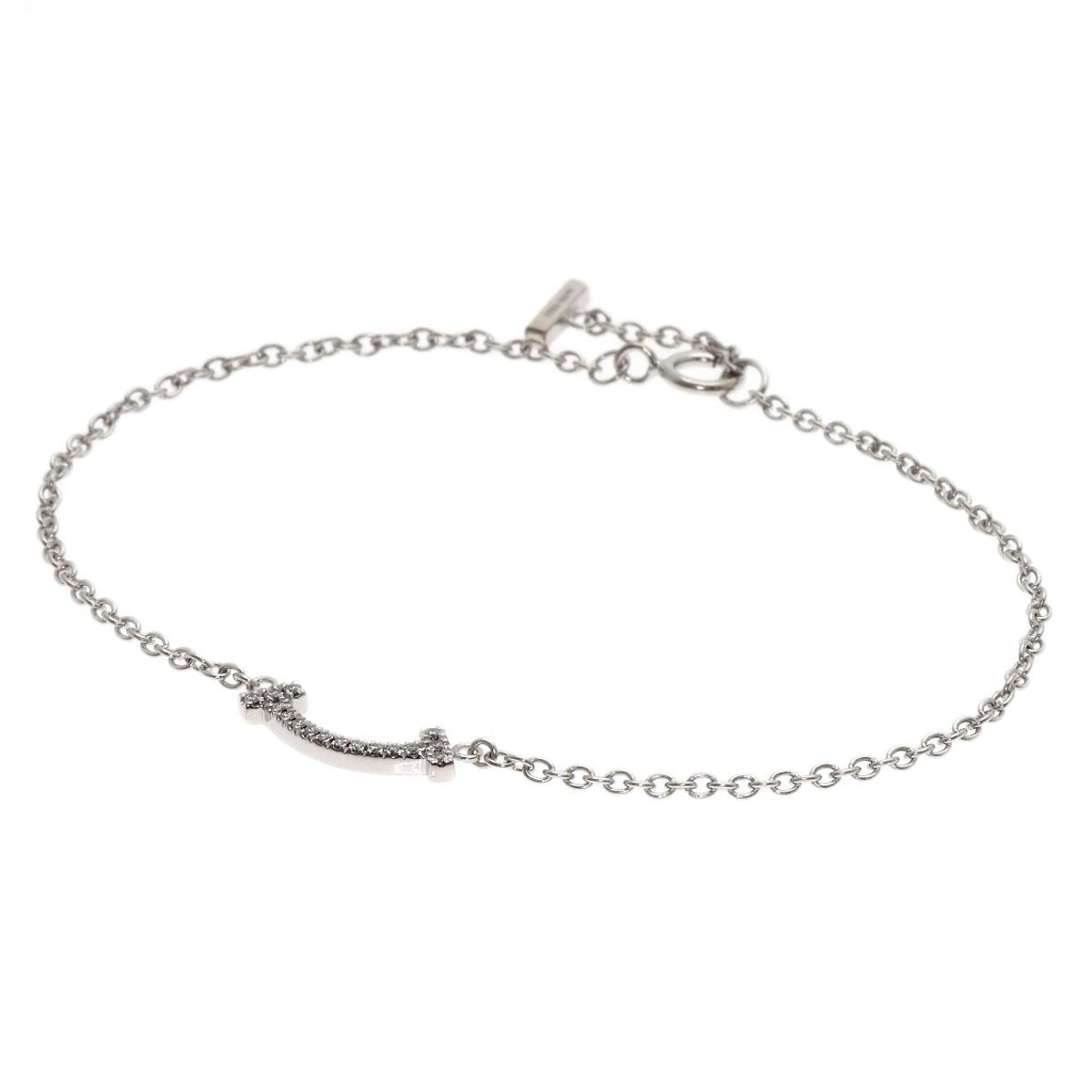 Tiffany & Co T Smile Mini Diamond Bracelet 18K White Gold