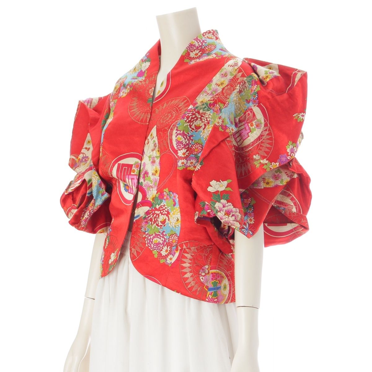 Dior Galliano Era by John Silk Cube Kimono Jacket Red Multicolor 38