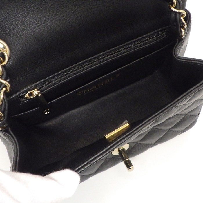 Chanel Shoulder Bag Quilted Mini Classic and Later Black Lambskin — view 5