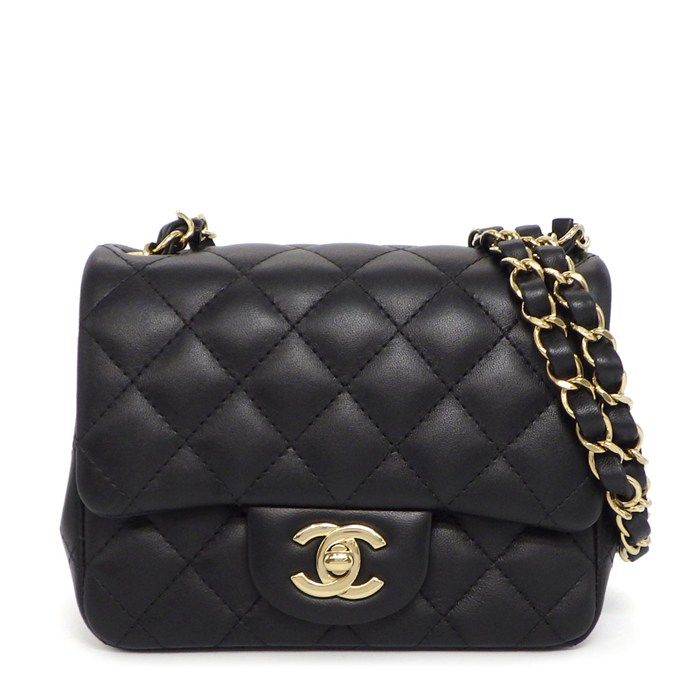 Chanel Shoulder Bag Quilted Mini Classic and Later Black Lambskin