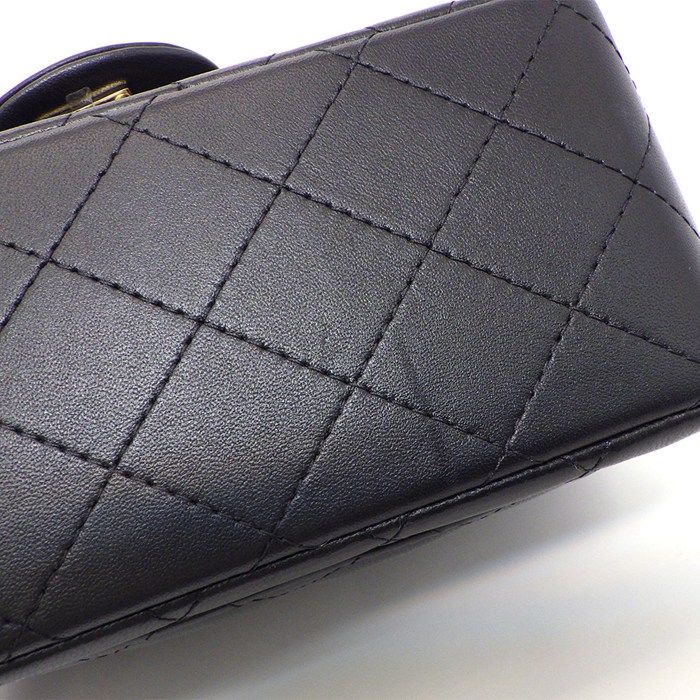 Chanel Shoulder Bag Quilted Mini Classic and Later Black Lambskin — view 8