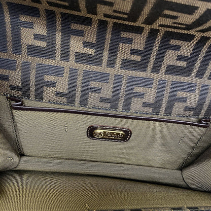 Fendi Shoulder Bag Zucca Nylon Canvas Brown Gold — view 4