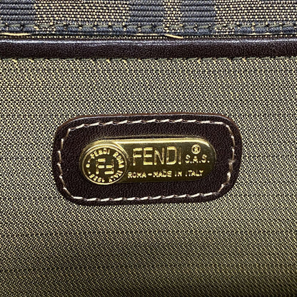 Fendi Shoulder Bag Zucca Nylon Canvas Brown Gold — view 5