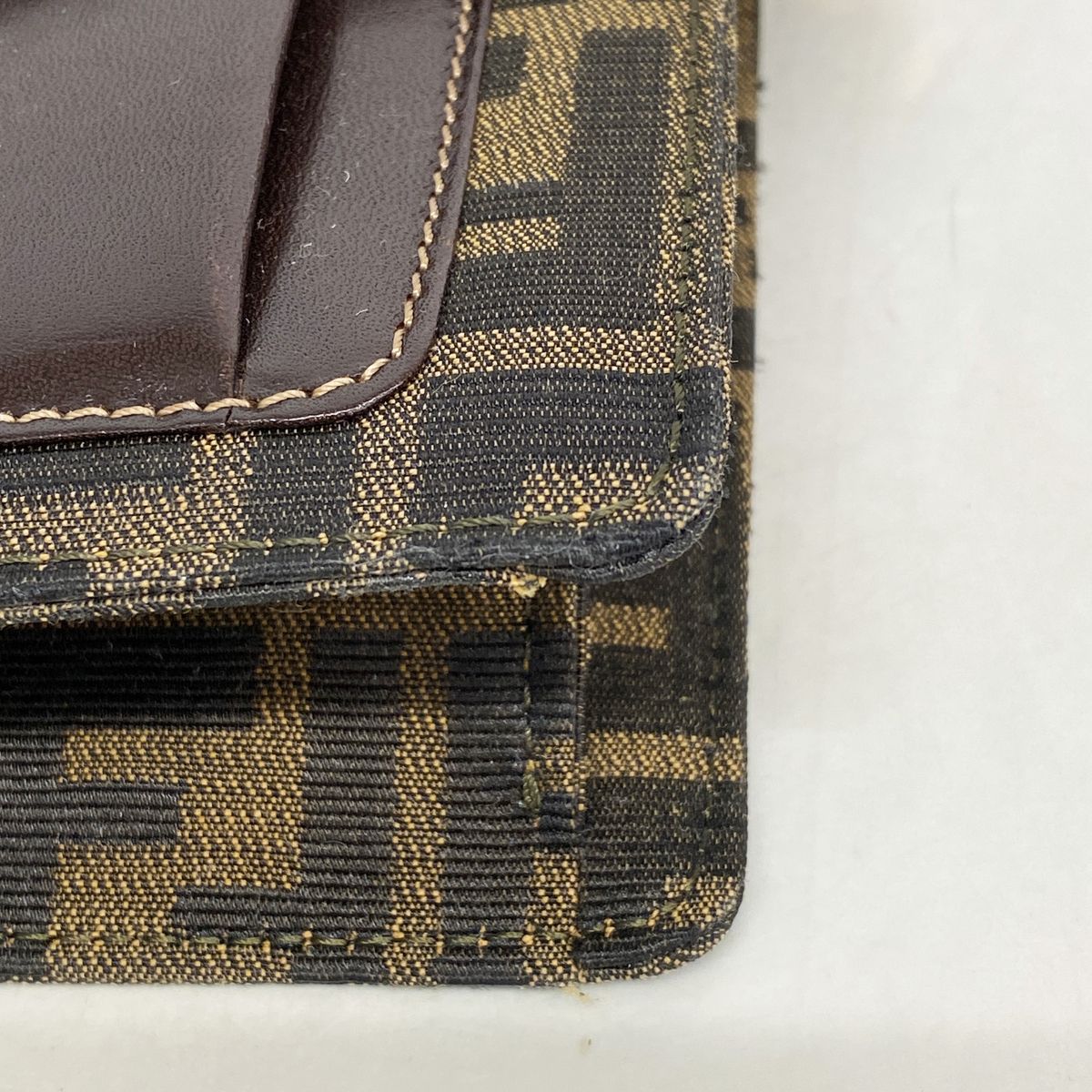 Fendi Shoulder Bag Zucca Nylon Canvas Brown Gold — view 6