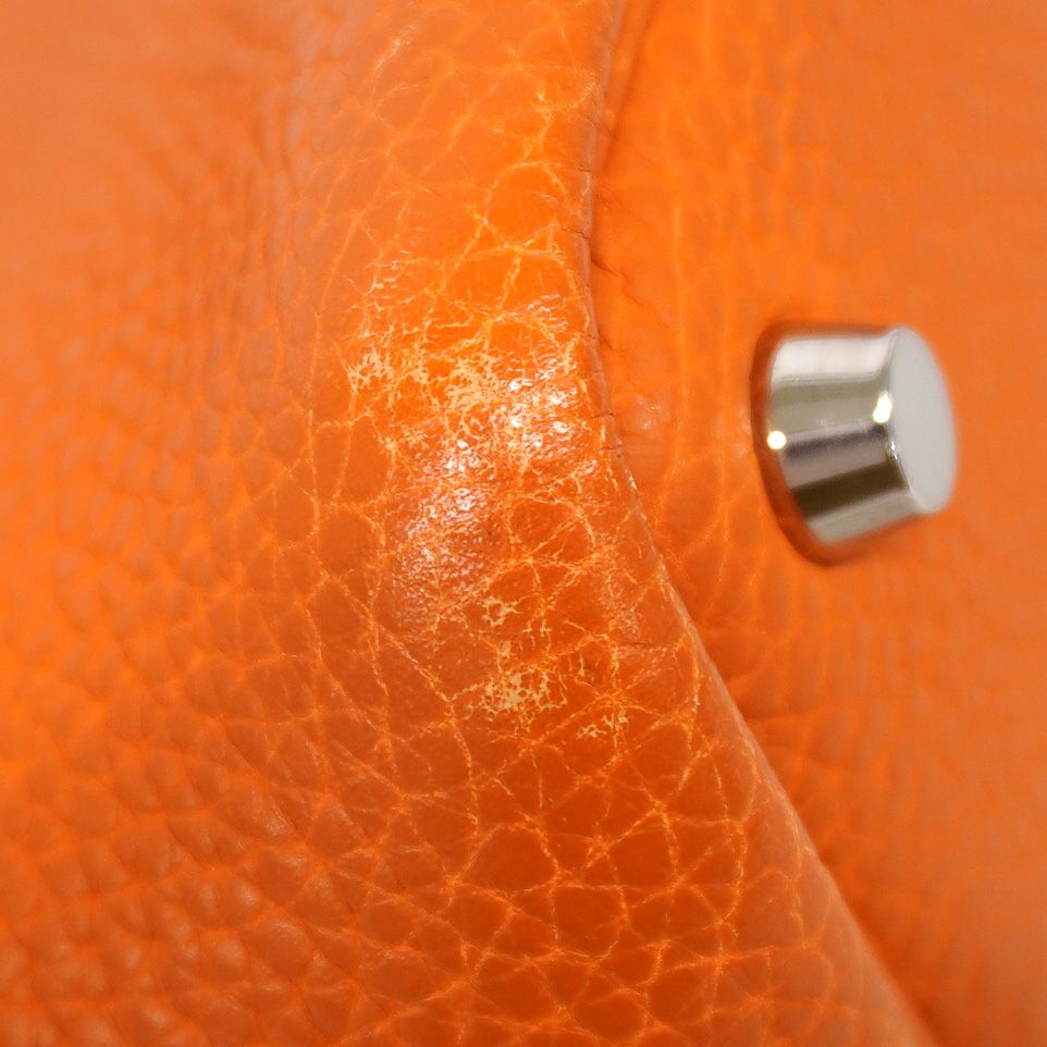 Hermes Handbag Picotin PM Taurillon Clemence Orange Silver — view 6