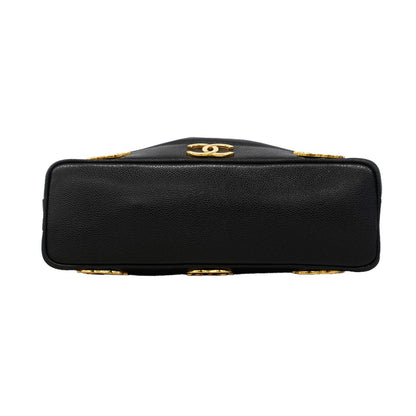 Chanel Shoulder Bag Triple Coco Caviar Leather Black Gold — view 3