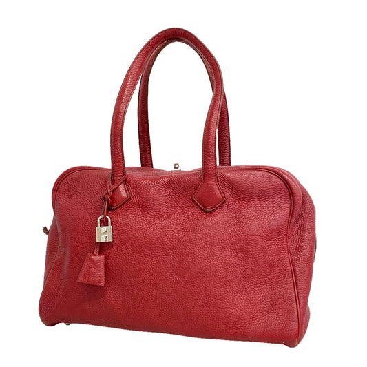Hermes Tote Bag Victoria 35 Taurillon Clemence Rouge Casaque Silver