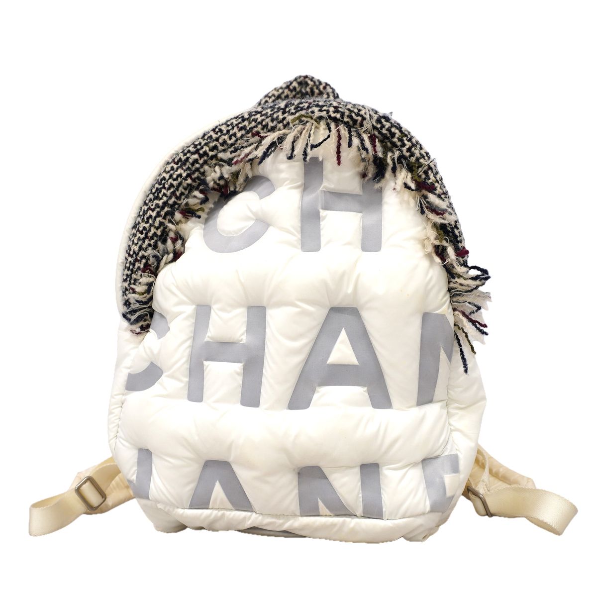 Chanel Backpack Coco Neige Nylon White Silver