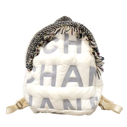 Chanel Backpack Coco Neige Nylon White Silver