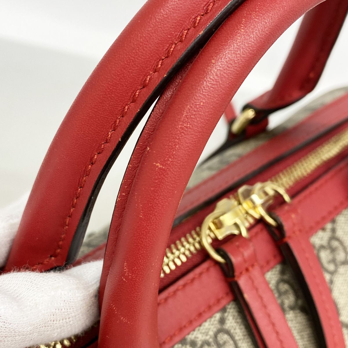 Gucci Handbag GG Supreme Brown Red Gold 2-Way Bag — view 8