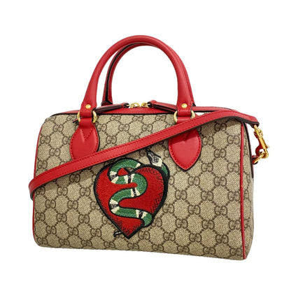 Gucci Handbag GG Supreme Brown Red Gold 2-Way Bag