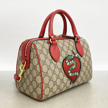Gucci Handbag GG Supreme Brown Red Gold 2-Way Bag — view 2