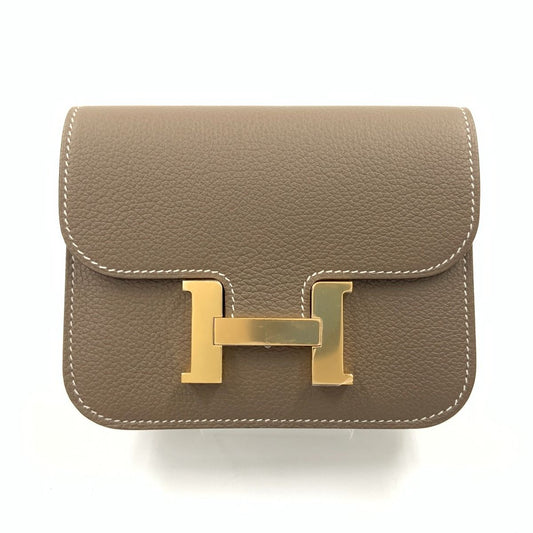 Hermes Constance Slim Etoupe Bifold Wallet Gray