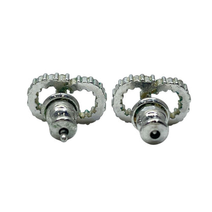 Dior Earrings Clair D Lune CD Logo Metal Rhinestone Silver — view 2