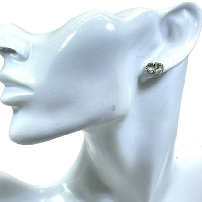 Dior Earrings Clair D Lune CD Logo Metal Rhinestone Silver — view 7