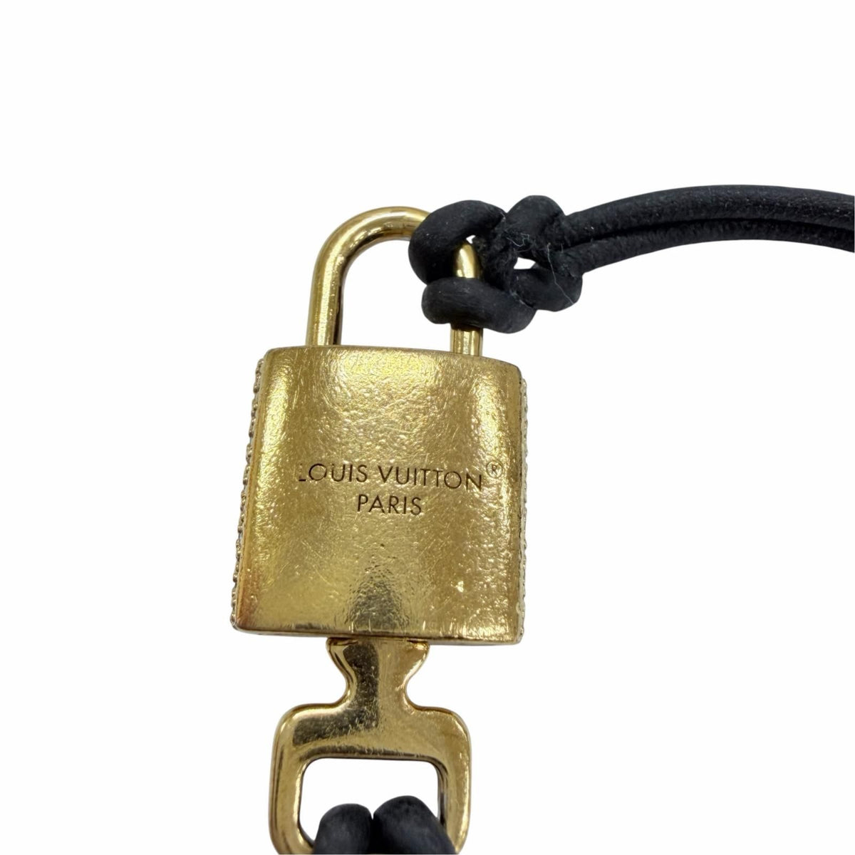 Louis Vuitton Cadena Motif LV Padlock Bracelet Gold Black — view 8