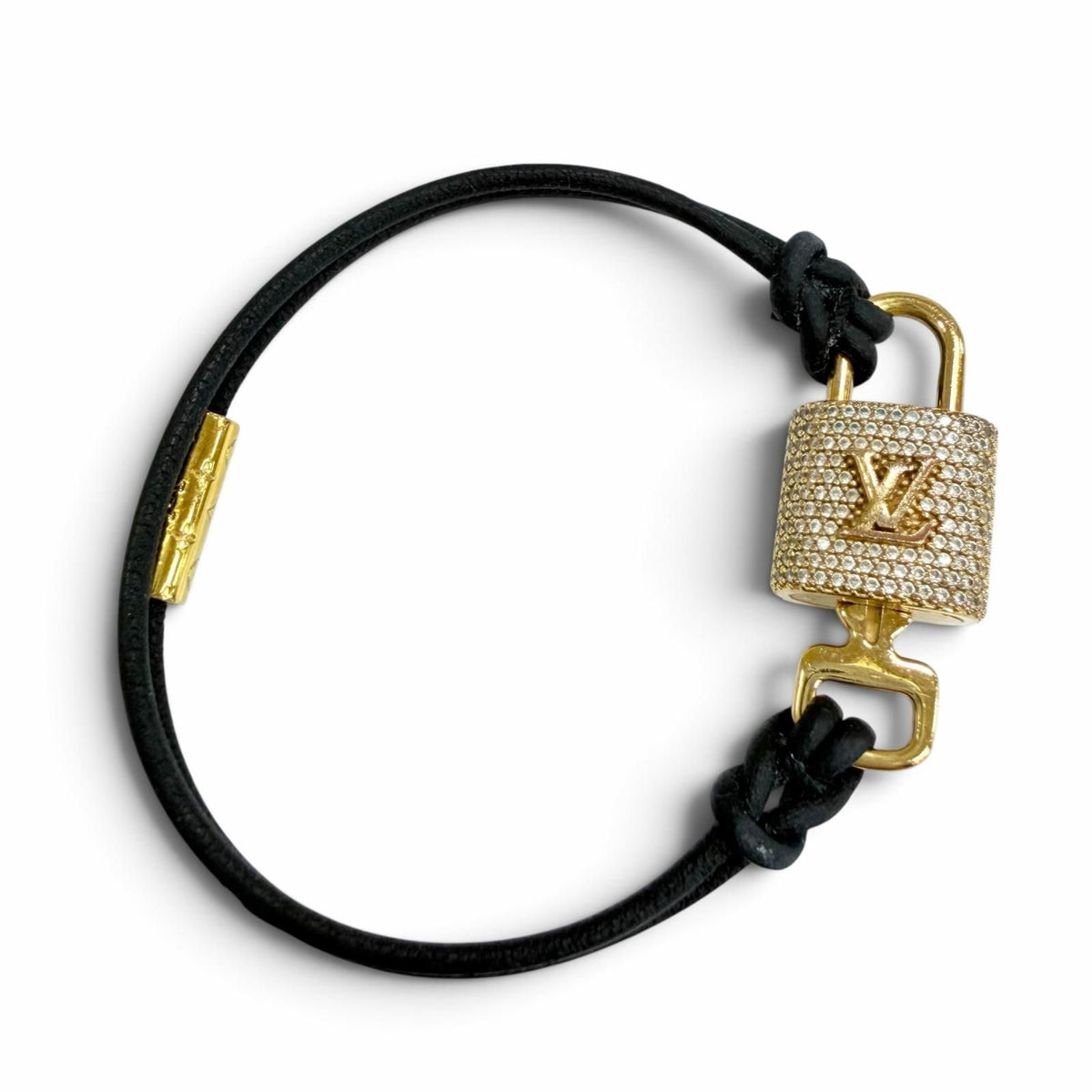 Louis Vuitton Cadena Motif LV Padlock Bracelet Gold Black