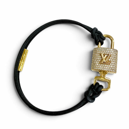 Louis Vuitton Cadena Motif LV Padlock Bracelet Gold Black