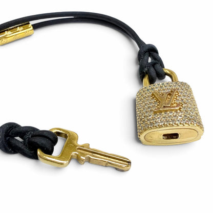 Louis Vuitton Cadena Motif LV Padlock Bracelet Gold Black — view 4
