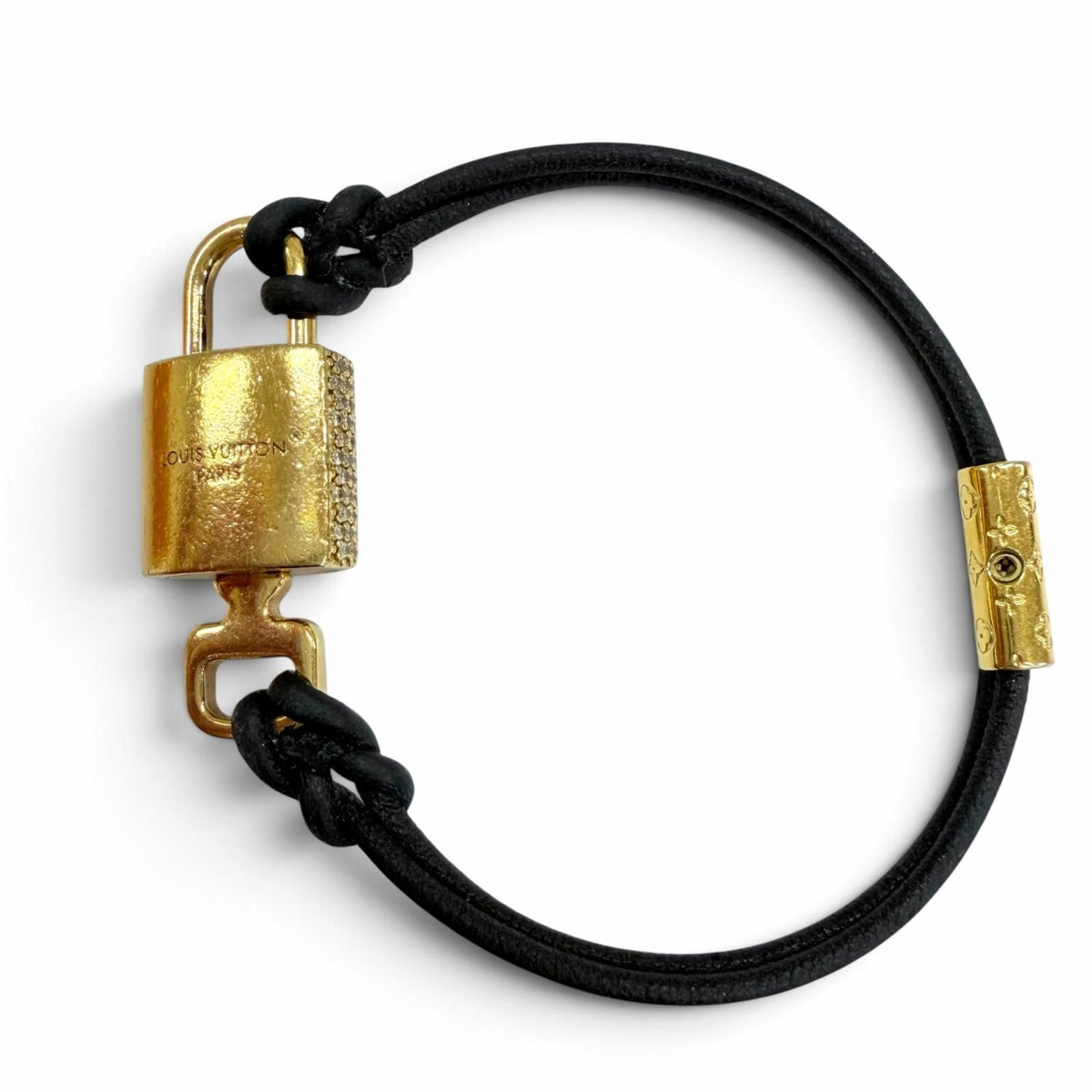 Louis Vuitton Cadena Motif LV Padlock Bracelet Gold Black — view 3