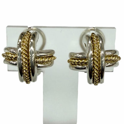 Tiffany & Co Vintage Signature Cross Earrings Silver Gold
