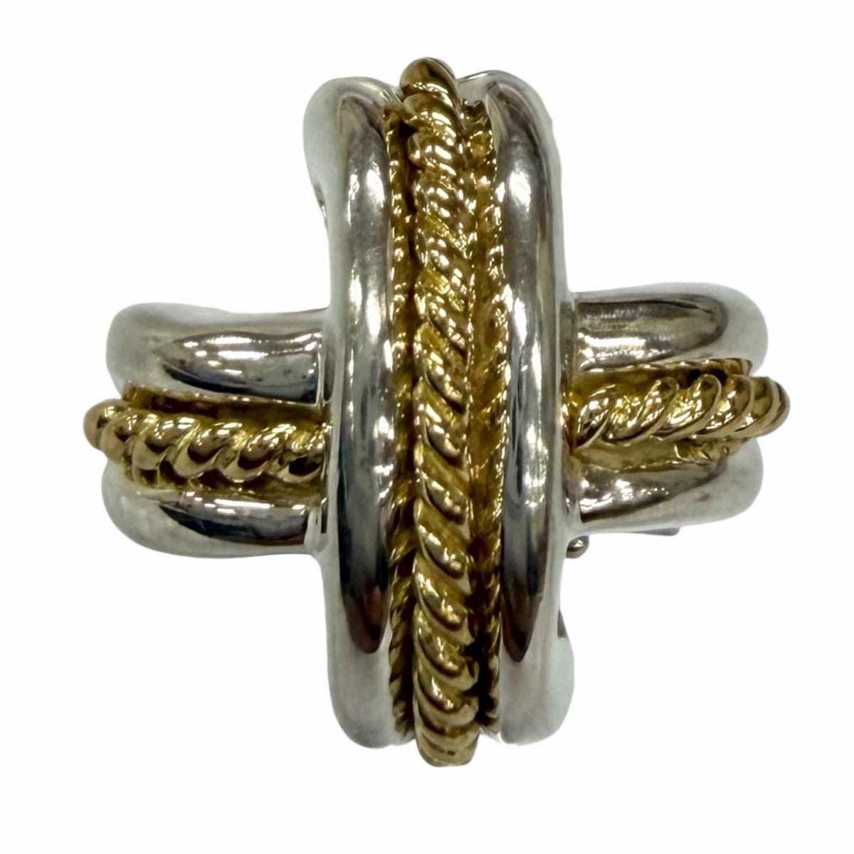 Tiffany & Co Vintage Signature Cross Earrings Silver Gold — view 6