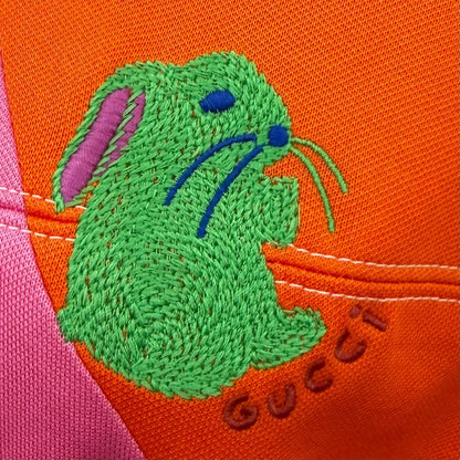 Gucci Cotton Mixed with Belt Rabbit Embroidery Bicolor Picket Jacket Multi XS — view 6