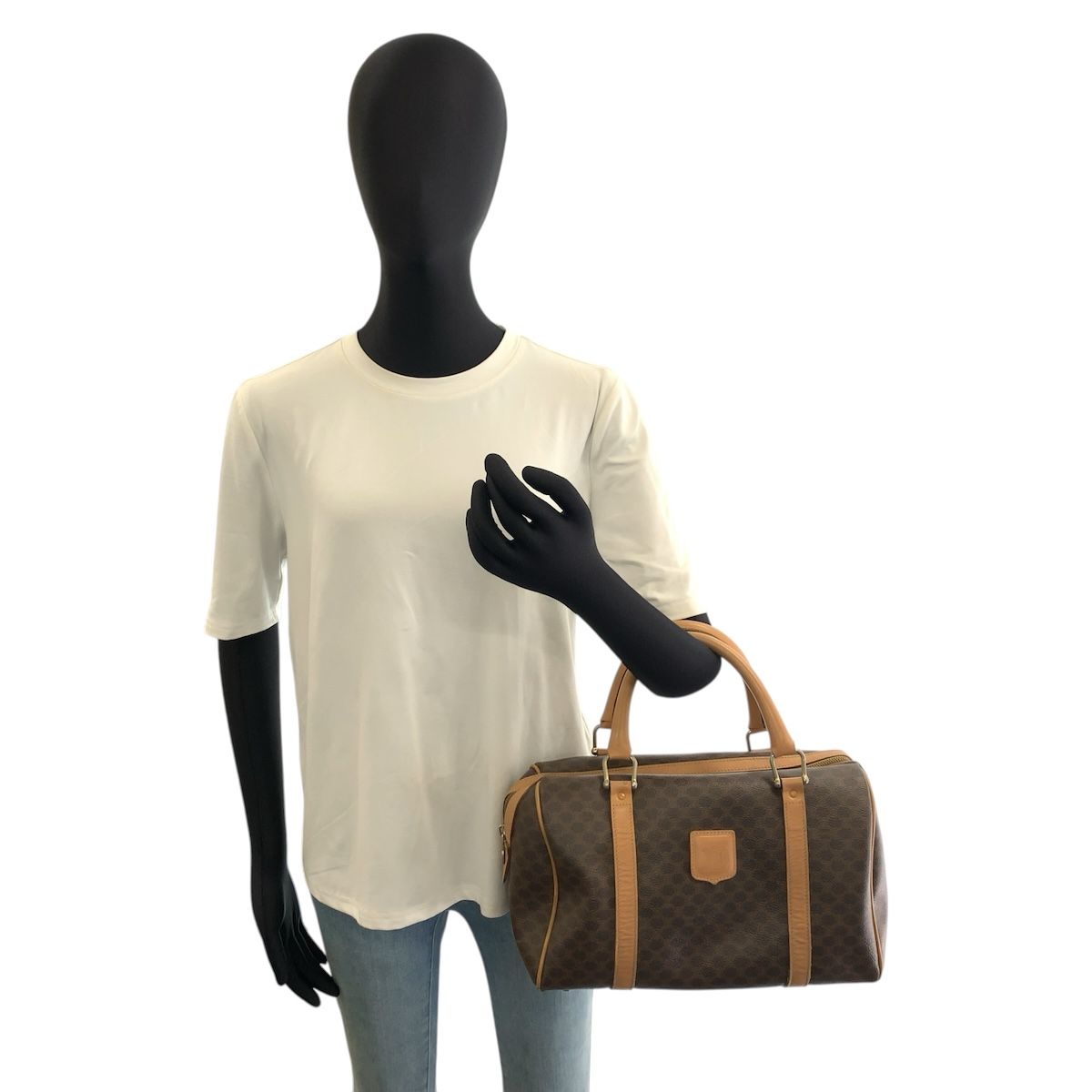 Celine Vintage Macadam Brown Leather Mini Boston Bag — view 7