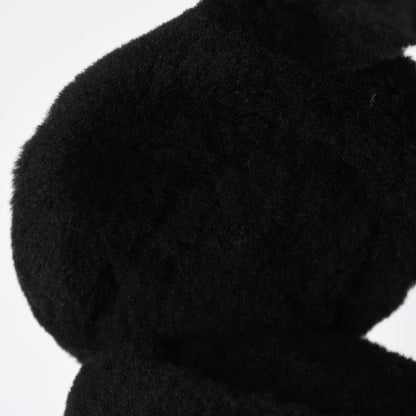 Chanel Coco Neige Ear Muffs CC Logo Lamb Shearling Black White — view 5
