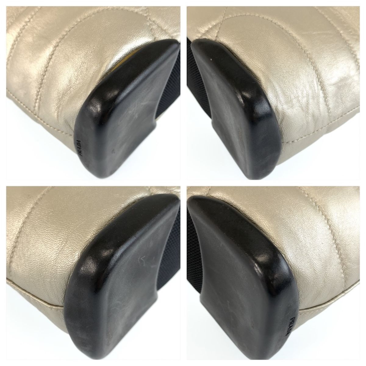 Prada Silver Black Leather Tote Shoulder Bag — view 4