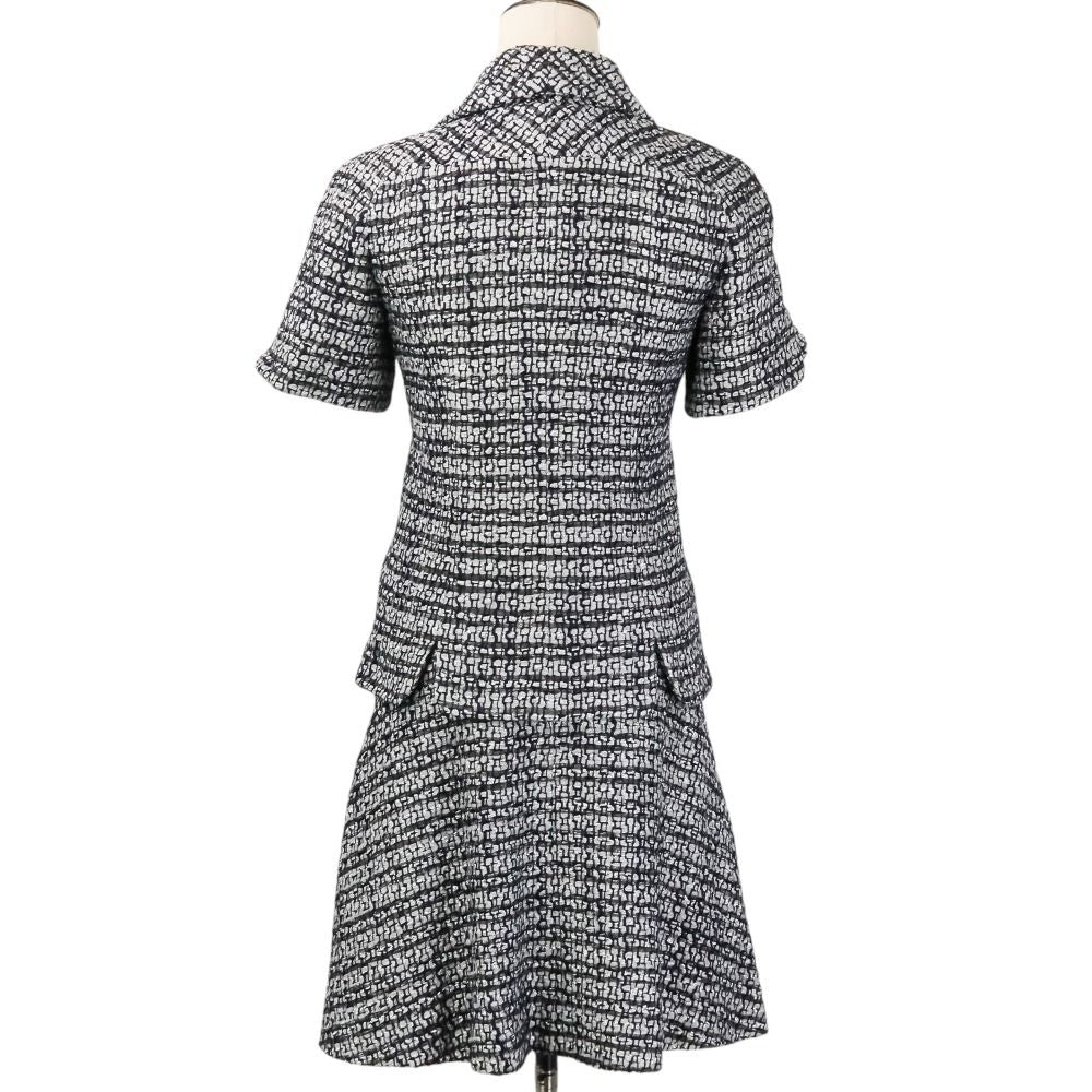 Chanel CC Logo Button Glitter Tweed Short Sleeve Jacket Flare Skirt Set 34 — view 3