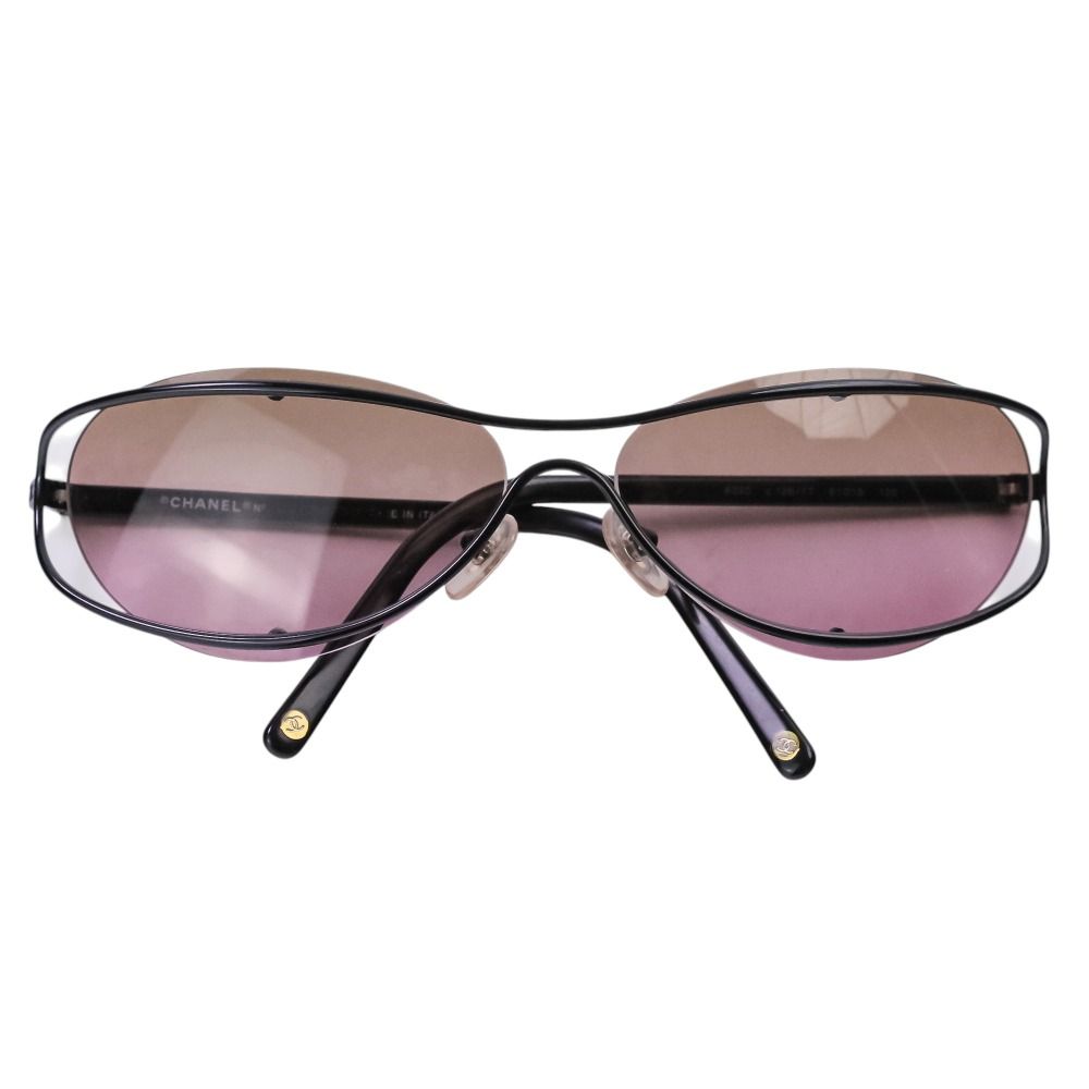 Chanel Rimless Degree Sunglasses Eyewear 61 Gray Purple Lens Black — view 8