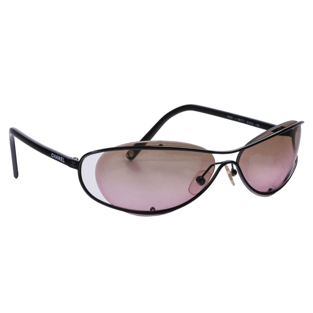 Chanel Rimless Degree Sunglasses Eyewear 61 Gray Purple Lens Black — view 3