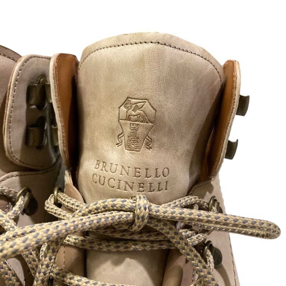 Brunello Cucinelli Nubuck Leather Hiking Boots Beige Autumn Winter — view 4