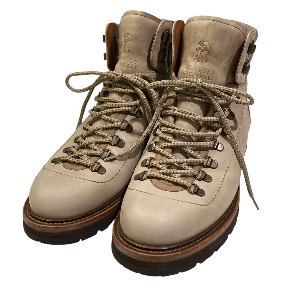 Brunello Cucinelli Nubuck Leather Hiking Boots Beige Autumn Winter