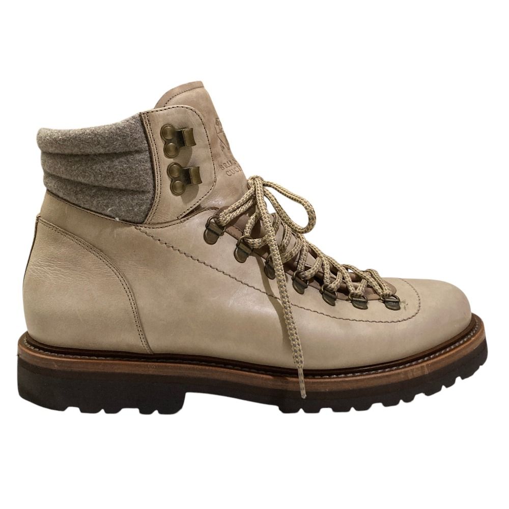 Brunello Cucinelli Nubuck Leather Hiking Boots Beige Autumn Winter — view 8