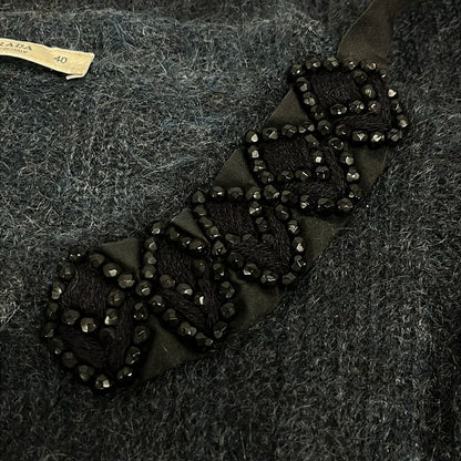 Prada Cardigan M Navy Black Beads/ribbon 40 — view 5