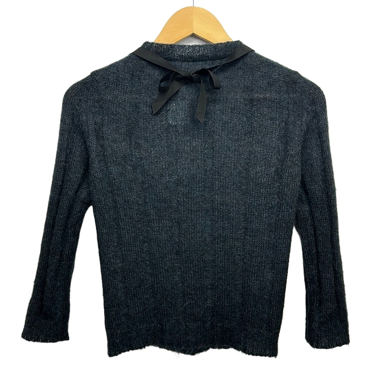 Prada Cardigan M Navy Black Beads/ribbon 40 — view 2